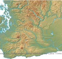 This Washington map page features a relief map of Washington  Washington s highest mountain is Mount Ranier  whose peak is 14 410 feet above sea level  The largest