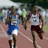 Cardinal Newman s Jacoby Ford sprints past Crescent City s Micky Gilyard in the 100 meter dash preliminary at the Class 2A state track finals   Photo by Greg Lovett