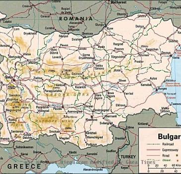 Bulgaria is a fascinating country in south eastern Europe with many wild mountains  seaside resorts  ancient monasteries  This map has been adapted by B  C  Biega from a map in the public domain at the University of Texas at Austin Perry Casta�eda Library Map Collection  24 April 2000