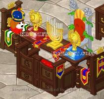 Gifts from Webkinz Day 2007  Webkinz Day 2 Trophy and Webkinz Day 2 Print  Here s Regal Bea Gahl seated at the Medieval Themed Regal Banquet Dining Table admiring the Webkinz Day 2007 and 2008 Trophies  The King s Throne  Lion s Pet Specific Item the King of the