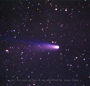 my pic of Halley s comet in 1986 3min 200mm f 3 5 400ASA Olympus OM 1 film camera manual guided