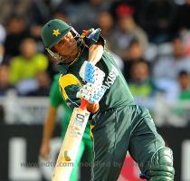 Younis Khan scores runs during the ICC World Twenty20 semi final match against South Africa at Trent Bridge   AFP Photo