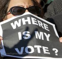 An Iranian woman in Paris protests on Saturday against presidential election results in her country  as its leader warned of a crackdown on rallies  AP