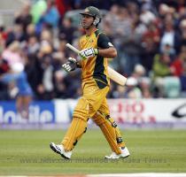 Ricky Ponting of Australia walks off after being lbw to Jerome Taylor during their ICC World Twenty20 match against the West Indies at The Oval in London   AFP Photo