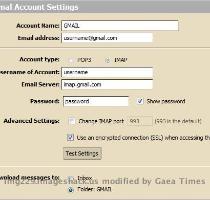 Fill in the below with your info > hit test settings > get back  success  > then save  tried with   without  gmail com on the username but it will display invalid credentials if it s totally wrong anyway  Some  not all  of the  folder structure  shows up in the mail app  but