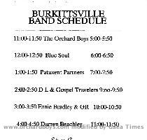 Burkittsville  MD  see Flier for Band Schedule