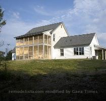 Above  The screened porch in our 1860s mansard roofed Wellfleet house  Above  Two views of the screened porches at the