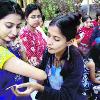 Photo  Mohammed Yousuf COLOURFUL FARE  A student getting a tattoo done during La Fiesta at St  Francis College for Women  Photo  Mohammed Yousuf