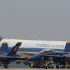 <p>Air Force One  with President Barack Obama aboard  taxis past the US Navy s Blue Angles Squadron at Andrews Air Force Base Thursday  May 13  2010  The Blue Angles are part of an Air Show scheduled for this weekend at Andrews  < p>