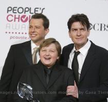 Jon Cryer  Angus T  Jones and Charlie Sheen  winners of Favorite TV Comedy for  Two and a Half Men  � WireImage com