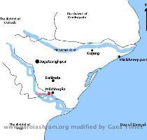 of Jagatsinghpur  The village  Garoi    shown in red color  is about 10 kms  land route distance  from  M�chhagan   and is at the confluence of the rivers Gobari and Devi  Location of Garoi within the district of Jagatsinghpur