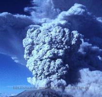 Mount St Helens in eruption