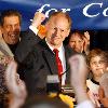 <p>Democrat Mark Critz pumps his fist as he takes the podium for his victory speech after winning the special election for remainder of the term for the Congressional seat vacated by the death of long time congressman John Murtha  in Johnstown  Pa   Tuesday  May 18  2010  < p>