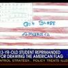 Sean Hannity has had his work cut out for him in the education world lately  In the wake of the Texas textbook debate and the more recent controversy surrounding students wearing American flags to school on Cinco de Mayo  Hannity has found another scandal with the flag in schools  a 7th grader who was reprimanded for drawing an American flag in art class