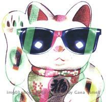 14girl C Revelations  acrylic on canvas 530�455mm  lucky cat UNIQLO 2006? Japanese pop culture??