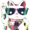 14girl C Revelations  acrylic on canvas 530�455mm  lucky cat UNIQLO 2006? Japanese pop culture??