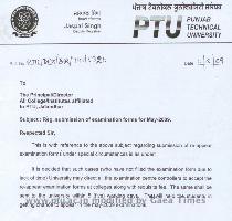 Notification regarding submission of examination forms for May 2009