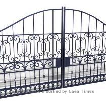 Description  Metal gate model  Iron Gate fence entrance  might be used for various real estate buildings or construction sites