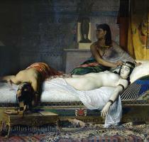 AUGUST 12th 30 B C     Above   Cleopatra VII  Pharaoh and Queen of Egypt  commits suicide within the walls of the vast Ptolemaic palace complex in the capital city of Alexandria  With her empire occupied