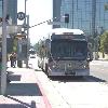 Photo  L  Henry  Los Angeles  Orange Line  Busway   Warner Center  showing mixed traffic running and station At the western end of the route  buses leave the busway and run in mixed traffic  with a station basically on the sidewalk near warner Center   Photo  L  Henry