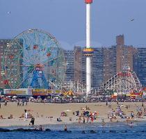 Keywords  brooklyn new york coney island brighton beach ocean boardwalk deno s wonder wheel astroland sunbathing parks outdoor recreaction swiming kite flying rides roller coaster cyclone