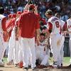 <p>Kendry Morales  8 of the Los Angeles Angels reacts to his injury on his way to home plate after his grand slam homerun  Morales was stretchered off the field after the Angels completed a 5 1 victory over Seattle  having broken a 1 1 deadlock with his grand slam < p>