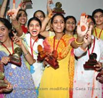 The giddha team from Government Senior Secondary School  Nehru Garden  Jalandhar  which stood first in the Punjab School Education Board Inter school competitions held in