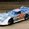 The Shark  Shawn Harker  His Open Late Model has wrapped sides and separate hood graphics  Marshall Wiblin of Charleston  WV  Wrapped sides and printed roof number   White Lightning  is appropriate for this Lazer G2 chassis