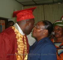 gala given by the rector of the National University of Benin at Abomey Calavi  There was folk dansing by students of the university  good company and good food  Rene and Ferdinand have just defended their doctoral theses with high honors  There is no connection today and I m writing this off  line  which I should do anyhow to save time  I took one more