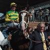 2000 Belmont winner Commendable being led to the winner s circle by his owner Bob Lewis