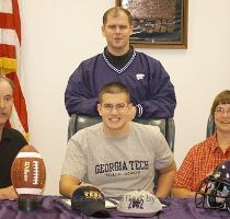 of their three offensive linemen including Angleton s Matt Rhodes   Matt is an excellent football player but maybe an even better student  Inside is a photo from his signing on Wednesday  A special thanks to the Angleton Times and Coach Fulbright for the photo