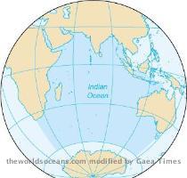 The Indian Ocean is the third largest of the world s five oceans  after the Pacific Ocean and Atlantic Ocean  but larger than the Southern Ocean and Arctic Ocean   Four