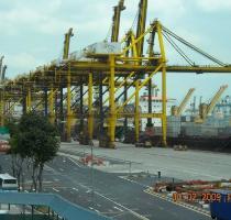 Beach   Sentosa Cranes idle   the port