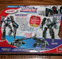 Transformers Animated Shockwave with four more images of the toys packaging  including the back of the box which shows all four of the modes