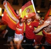 AP Photo 12 months ago Spain s soccer fans celebrate the victory of their team after the