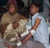 of some of the seriously injured in the Aligarh riots who are receiving treatment in the Aligarh Muslim University Hospital