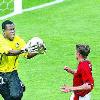 with Denmark England forward Michael Owen s attempt to score is thwarted by Nigerian goalkeeper Vincent Enyeama in the 2002 World Cup Group F match