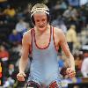 What is this  photo by Brie Cohen Albert Lea s Cory Hansen celebrates his win over San Stewart of Andover during the individual semifinals Friday  Hansen