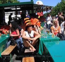 Fans of the Netherlands cheer during the match