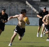 Reuters Pictures 8 months ago New Zealand cricket team players warm up during a practice session at Sher e Bangla