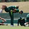 <p>Pakistan cricket team members warm up during a practice session ahead of the Asia Cup match against Sri Lanka in Dambulla  Sri Lanka  Monday  June 14  2010  The four nation cricket event in which India and Bangladesh also play kicks off Tuesday  < p>