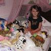 Lauren in the middle of a sea of Webkinz