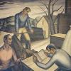 Lincoln in New Salem  Illinois   Works Progress Administration mural inside the Petersburg Post Office  Painted in 1938 by John Winters