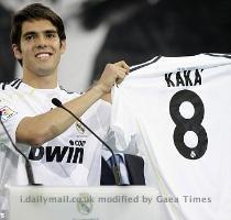 Super eight  Kaka is unveiled Kaka  who completed his medical earlier in the day having landed in the Spanish capital in the morning  has penned a six year contract and has cost Madrid �