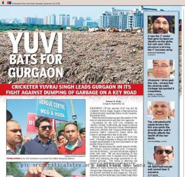 was well publicised in the same newspaper the previous day and the day before  Cricketer and celebrity Yuvraj Singh had joined the protesters  which was widely covered the previous day  HT  Del  23 Sep  p4 The second headline in the constellation was a report on the state of affairs  laying the blame on the Haryana Urban Development Authority for having collected more than