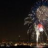 6 6   x 10   photograph in matte Fireworks on Harbor Island as viewed from Shelter Island over the San Diego Bay   December 21  2008 San Diego Boat Parade