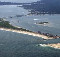 Overview of Ponquogue Bridge  and Shinnecock County Park West  Overview of Shinnecock County Park East and the Shinnecock Inlet