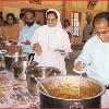 After the holy eucharist  all shared the sumptuous meal prepared by different families and convents  The pork was prepared in the genuine Mangalore style  by the Brothers of St Albert s