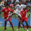 Go to comments May 19  2009 Wimbo Satwiko Persiba Bantul player Hari Susanto  center  jumps for the ball against Persema Malang s Hary Syaputra  left  and Seme Patrick Pierre   Photo  Ari Bowo Sucipto  Antara  Persema