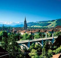 Of all Swiss cities  BERN  Berne in French  is perhaps the most immediately charming  Crammed onto a steep sided peninsula in a crook of the fast flowing River Aare